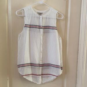 Lucky Brand Sleeveless Blouse with Red and Blue Stripes